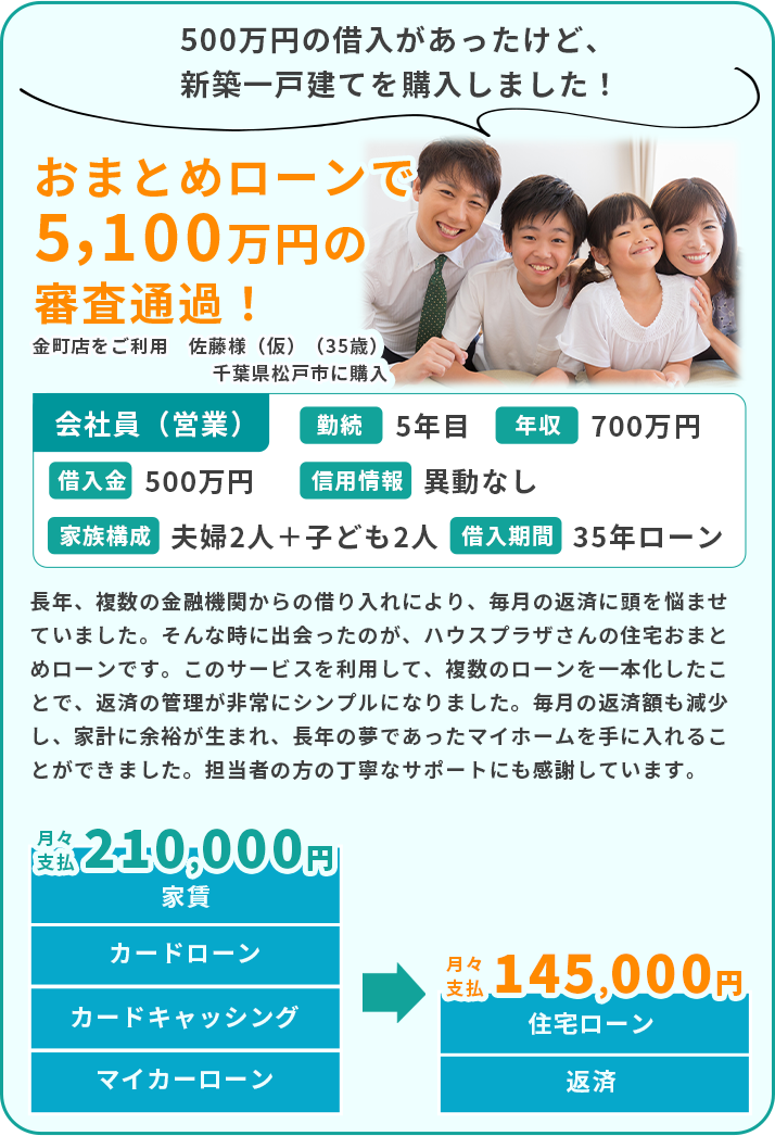 おまとめローンで5100万円の審査通過